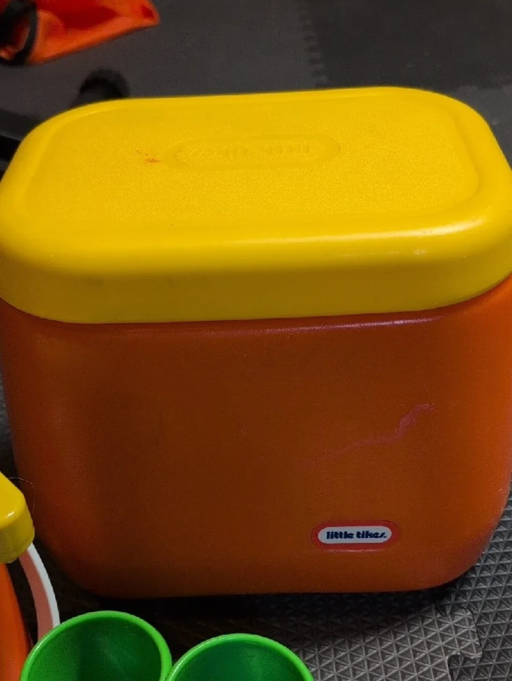 Little Tikes Orange & Yellow Toy Cooler with Cups (Vintage)